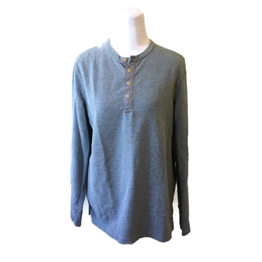 Men’s Thermal Weave Gray Henley Long Sleeve Shirt